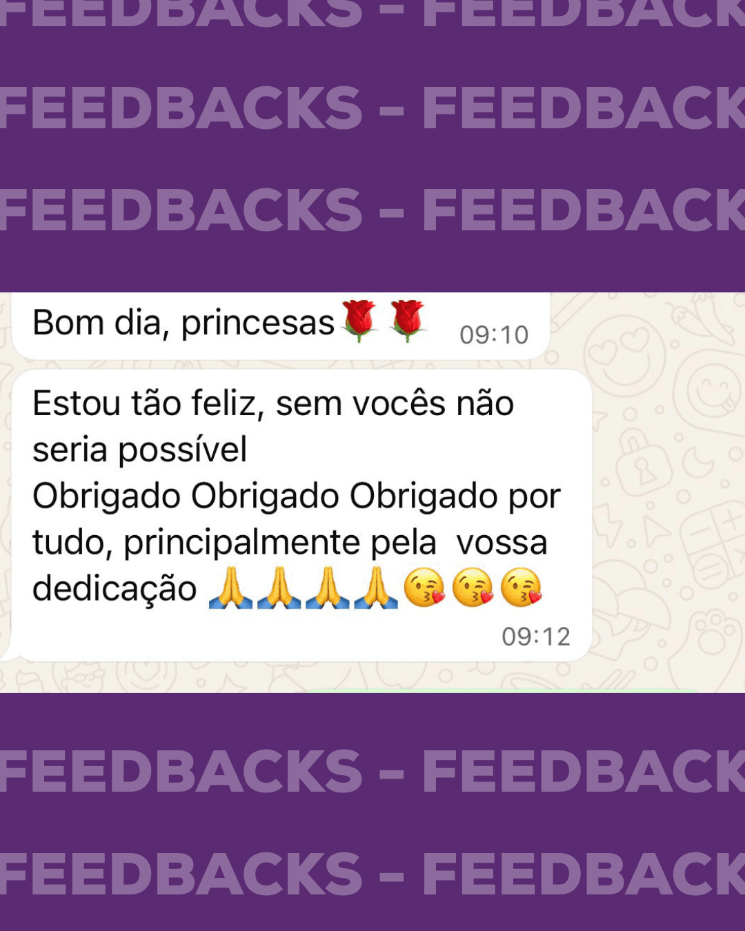 Feedback de cliente da Marketing Clinic (mensagem real)